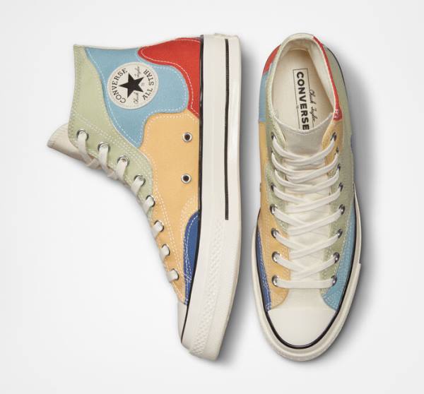 Converse High Tops Shoes In Delhi - Chuck 70 Crafted Patchwork Mens Olive /  Blue