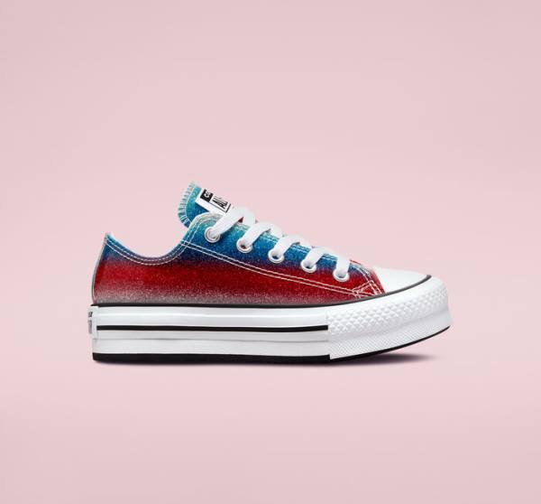 Converse Low Tops Shoes Shop Online - Chuck Taylor All Star Lift Platform  Glitter Drip Kids Blue / White / Red