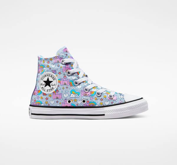 Best Price Converse High Tops Shoes - Chuck Taylor All Star Rainbow Castles  Kids Blue / Pink