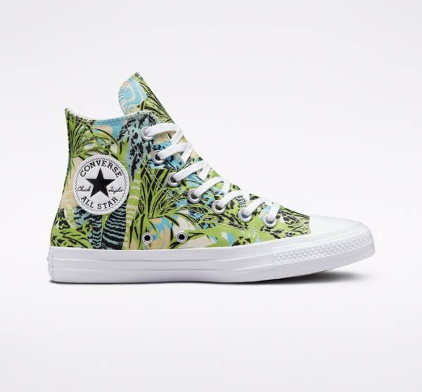 Converse Chuck Taylor All Star Tropical Florals Wholesale India - Womens  High Tops Shoes Light Green / White