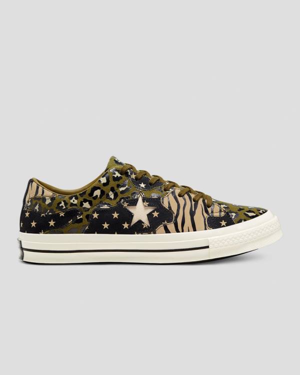 Converse Low Tops Shoes Shop Online - One Star Archive Print Mix Womens  Olive Leopard